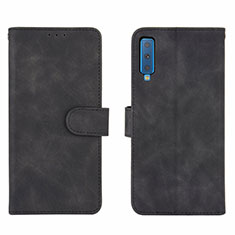 Coque Portefeuille Livre Cuir Etui Clapet L01Z pour Samsung Galaxy A7 (2018) A750 Noir