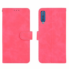 Coque Portefeuille Livre Cuir Etui Clapet L01Z pour Samsung Galaxy A7 (2018) A750 Rose Rouge