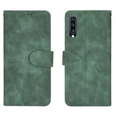 Coque Portefeuille Livre Cuir Etui Clapet L01Z pour Samsung Galaxy A70 Vert