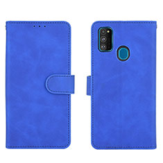 Coque Portefeuille Livre Cuir Etui Clapet L01Z pour Samsung Galaxy M21 Bleu