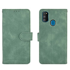 Coque Portefeuille Livre Cuir Etui Clapet L01Z pour Samsung Galaxy M21 Vert