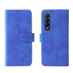 Coque Portefeuille Livre Cuir Etui Clapet L01Z pour Samsung Galaxy Z Fold4 5G Bleu