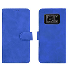 Coque Portefeuille Livre Cuir Etui Clapet L01Z pour Sharp Aquos R6 Bleu