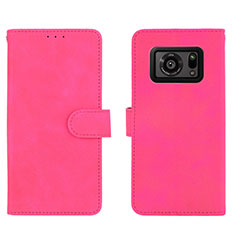 Coque Portefeuille Livre Cuir Etui Clapet L01Z pour Sharp Aquos R6 Rose Rouge