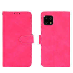 Coque Portefeuille Livre Cuir Etui Clapet L01Z pour Sharp Aquos Sense4 Basic Rose Rouge