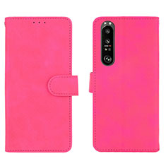 Coque Portefeuille Livre Cuir Etui Clapet L01Z pour Sony Xperia 1 III Rose Rouge