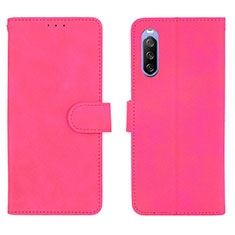 Coque Portefeuille Livre Cuir Etui Clapet L01Z pour Sony Xperia 10 III SOG04 Rose Rouge
