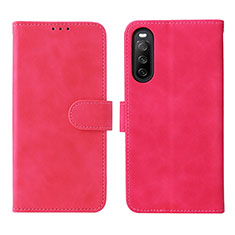 Coque Portefeuille Livre Cuir Etui Clapet L01Z pour Sony Xperia 10 IV Rose Rouge