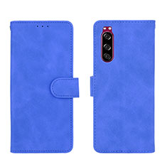 Coque Portefeuille Livre Cuir Etui Clapet L01Z pour Sony Xperia 5 Bleu