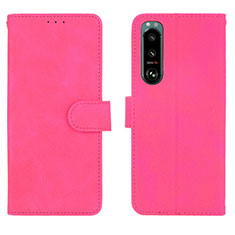 Coque Portefeuille Livre Cuir Etui Clapet L01Z pour Sony Xperia 5 III Rose Rouge