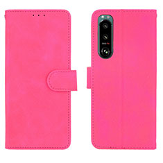 Coque Portefeuille Livre Cuir Etui Clapet L01Z pour Sony Xperia 5 III SO-53B Rose Rouge
