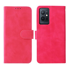 Coque Portefeuille Livre Cuir Etui Clapet L01Z pour Vivo iQOO Z6 5G Rose Rouge