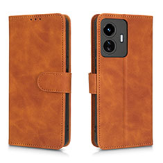 Coque Portefeuille Livre Cuir Etui Clapet L01Z pour Vivo iQOO Z6 Lite 5G Marron