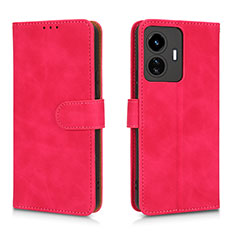 Coque Portefeuille Livre Cuir Etui Clapet L01Z pour Vivo iQOO Z6 Lite 5G Rose Rouge