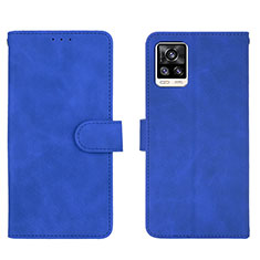 Coque Portefeuille Livre Cuir Etui Clapet L01Z pour Vivo V20 (2021) Bleu