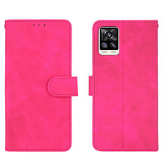 Coque Portefeuille Livre Cuir Etui Clapet L01Z pour Vivo V20 (2021) Rose Rouge