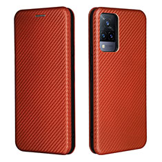 Coque Portefeuille Livre Cuir Etui Clapet L01Z pour Vivo V21 5G Marron