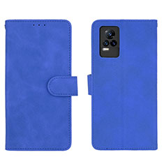 Coque Portefeuille Livre Cuir Etui Clapet L01Z pour Vivo V21e 4G Bleu