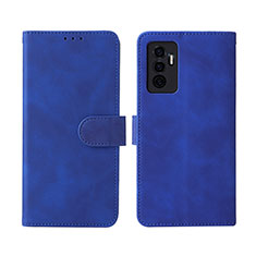 Coque Portefeuille Livre Cuir Etui Clapet L01Z pour Vivo V23e 5G Bleu