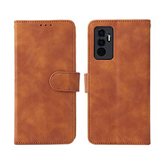 Coque Portefeuille Livre Cuir Etui Clapet L01Z pour Vivo V23e 5G Marron