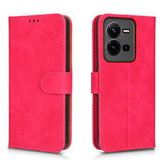 Coque Portefeuille Livre Cuir Etui Clapet L01Z pour Vivo V25 5G Rose Rouge