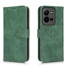 Coque Portefeuille Livre Cuir Etui Clapet L01Z pour Vivo V25 5G Vert