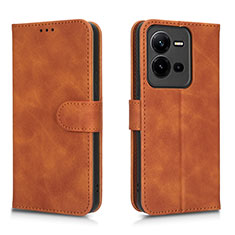 Coque Portefeuille Livre Cuir Etui Clapet L01Z pour Vivo V25e Marron