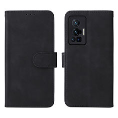Coque Portefeuille Livre Cuir Etui Clapet L01Z pour Vivo X70 Pro 5G Noir