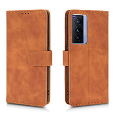 Coque Portefeuille Livre Cuir Etui Clapet L01Z pour Vivo X70t Marron