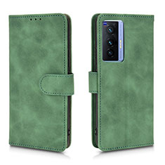 Coque Portefeuille Livre Cuir Etui Clapet L01Z pour Vivo X70t Vert