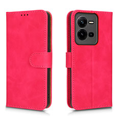 Coque Portefeuille Livre Cuir Etui Clapet L01Z pour Vivo X80 Lite 5G Rose Rouge