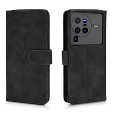 Coque Portefeuille Livre Cuir Etui Clapet L01Z pour Vivo X80 Pro 5G Noir