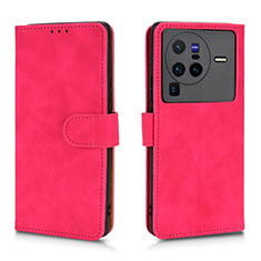 Coque Portefeuille Livre Cuir Etui Clapet L01Z pour Vivo X80 Pro 5G Rose Rouge