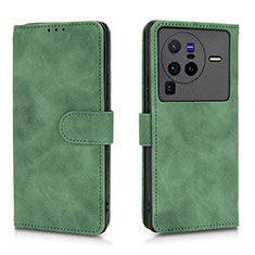 Coque Portefeuille Livre Cuir Etui Clapet L01Z pour Vivo X80 Pro 5G Vert