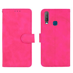 Coque Portefeuille Livre Cuir Etui Clapet L01Z pour Vivo Y11 Rose Rouge