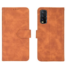 Coque Portefeuille Livre Cuir Etui Clapet L01Z pour Vivo Y12A Marron