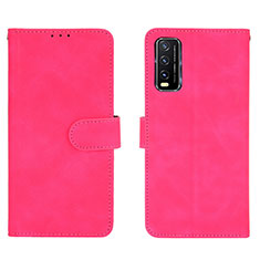 Coque Portefeuille Livre Cuir Etui Clapet L01Z pour Vivo Y12A Rose Rouge