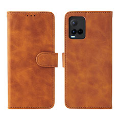 Coque Portefeuille Livre Cuir Etui Clapet L01Z pour Vivo Y21t Marron