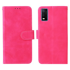 Coque Portefeuille Livre Cuir Etui Clapet L01Z pour Vivo Y3s (2021) Rose Rouge