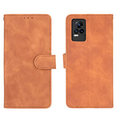 Coque Portefeuille Livre Cuir Etui Clapet L01Z pour Vivo Y73 (2021) Marron