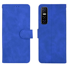 Coque Portefeuille Livre Cuir Etui Clapet L01Z pour Vivo Y73s 5G Bleu