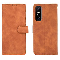 Coque Portefeuille Livre Cuir Etui Clapet L01Z pour Vivo Y73s 5G Marron