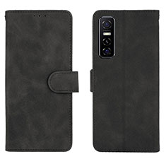 Coque Portefeuille Livre Cuir Etui Clapet L01Z pour Vivo Y73s 5G Noir