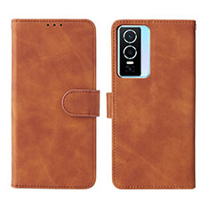 Coque Portefeuille Livre Cuir Etui Clapet L01Z pour Vivo Y76 5G Marron