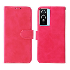 Coque Portefeuille Livre Cuir Etui Clapet L01Z pour Vivo Y76 5G Rose Rouge