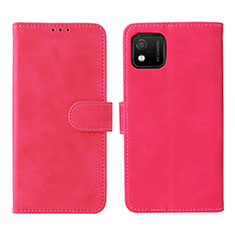 Coque Portefeuille Livre Cuir Etui Clapet L01Z pour Wiko Y52 Rose Rouge