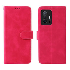 Coque Portefeuille Livre Cuir Etui Clapet L01Z pour Xiaomi Mi 11T 5G Rose Rouge