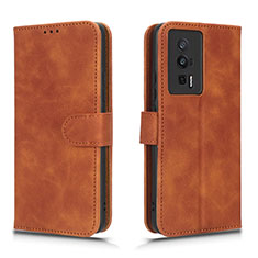 Coque Portefeuille Livre Cuir Etui Clapet L01Z pour Xiaomi Poco F5 Pro 5G Marron