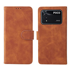 Coque Portefeuille Livre Cuir Etui Clapet L01Z pour Xiaomi Poco M4 Pro 4G Marron