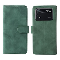 Coque Portefeuille Livre Cuir Etui Clapet L01Z pour Xiaomi Poco M4 Pro 4G Vert